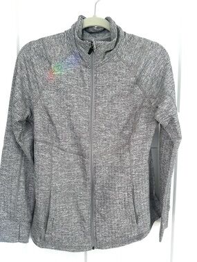 Old Navy Grey Herringbone Full-Zip Athleisure Jacket